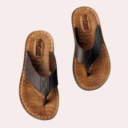 Men's Thong Sandals with Stitched Footbed and Textured Strap