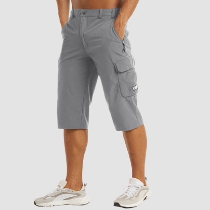 Men's Three-Quarter Cargo Shorts with Zip Pockets