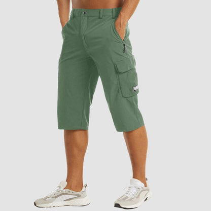 Men's Three-Quarter Cargo Shorts with Zip Pockets