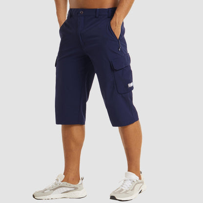 Men's Three-Quarter Cargo Shorts with Zip Pockets