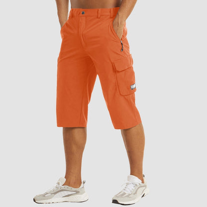 Men's Three-Quarter Cargo Shorts with Zip Pockets