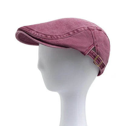 Men's Vintage Flat Cap with Buckle Strap