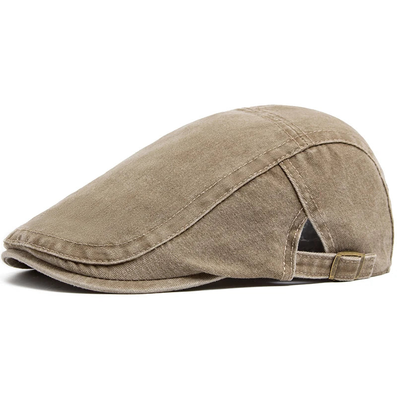 Men's Vintage Flat Cap with Buckle Strap