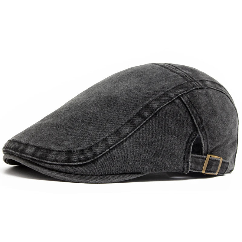 Men's Vintage Flat Cap with Buckle Strap