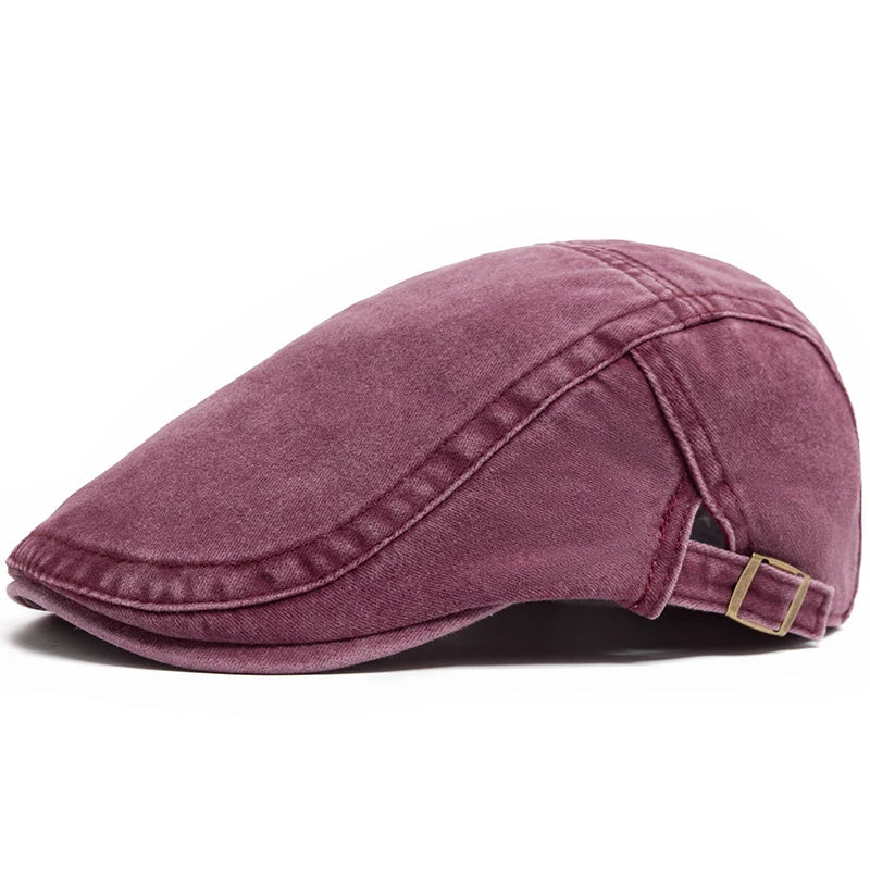 Men's Vintage Flat Cap with Buckle Strap