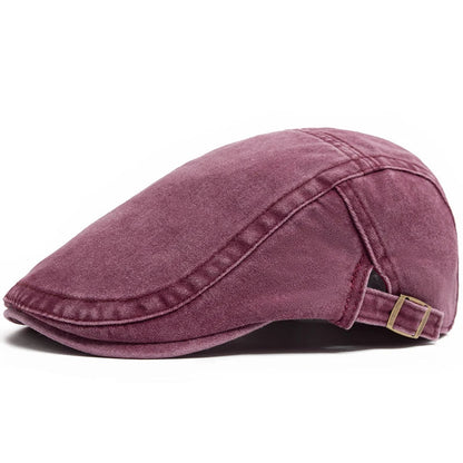 Men's Vintage Flat Cap with Buckle Strap