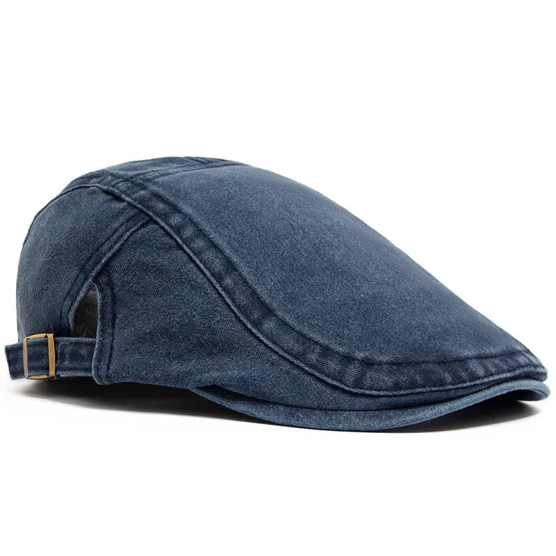 Men's Vintage Flat Cap with Buckle Strap
