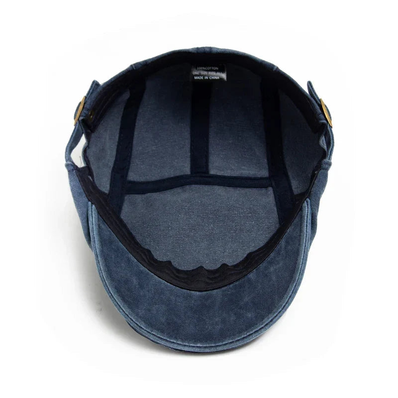 Men's Vintage Flat Cap with Buckle Strap