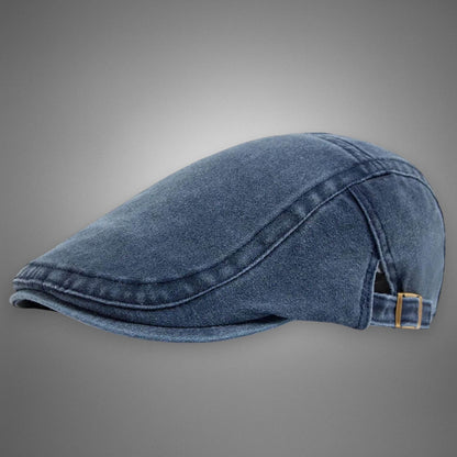 Men's Vintage Flat Cap with Side Buckle Strap