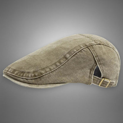 Men's Vintage Flat Cap with Side Buckle Strap