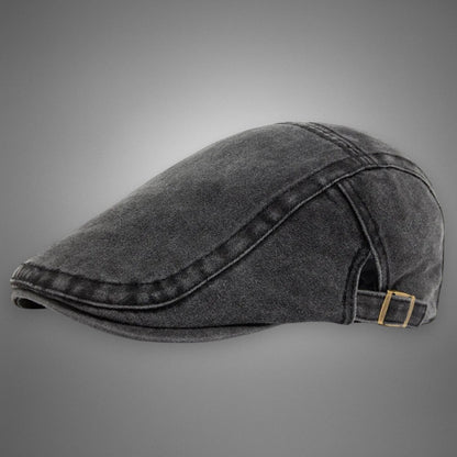 Men's Vintage Flat Cap with Side Buckle Strap