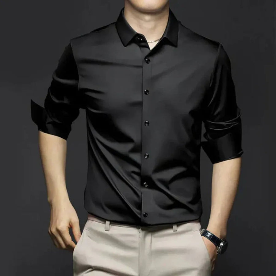 Men's Wrinkle-Resistant Dress Shirt with Button-Down Collar