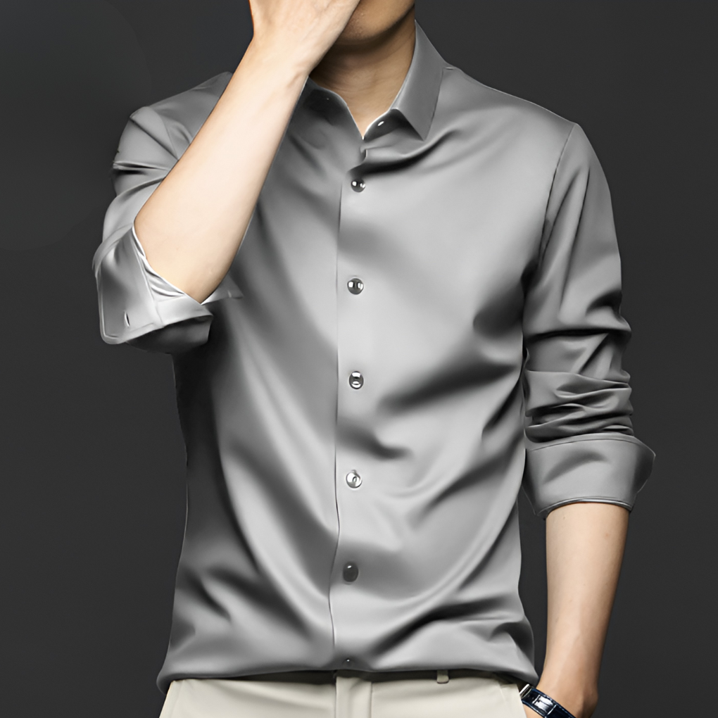 Men's Wrinkle-Resistant Dress Shirt with Button-Down Collar