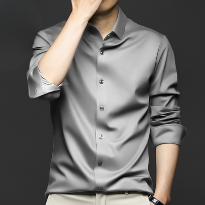 Men's Wrinkle-Resistant Dress Shirt with Button-Down Collar