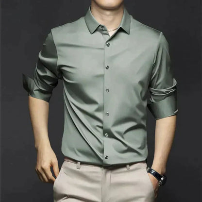 Men's Wrinkle-Resistant Dress Shirt with Button-Down Collar