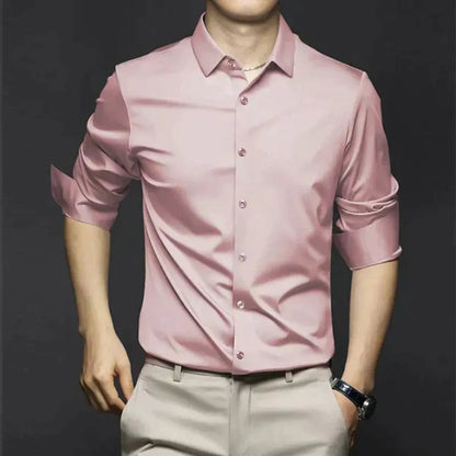 Men's Wrinkle-Resistant Dress Shirt with Button-Down Collar