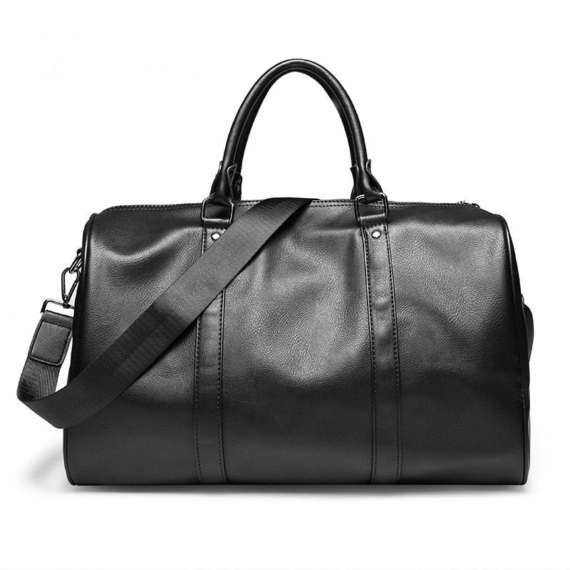 Unisex Lightweight Faux Leather Travel Duffel Bag with Detachable Shoulder Strap