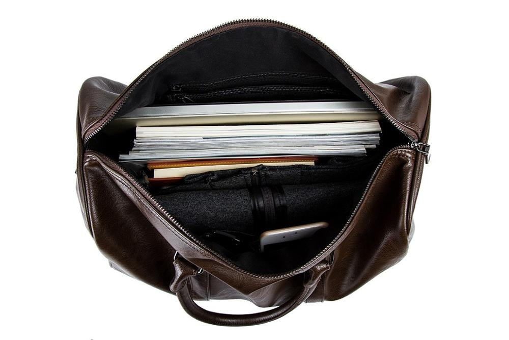 Unisex Lightweight Faux Leather Travel Duffel Bag with Detachable Shoulder Strap