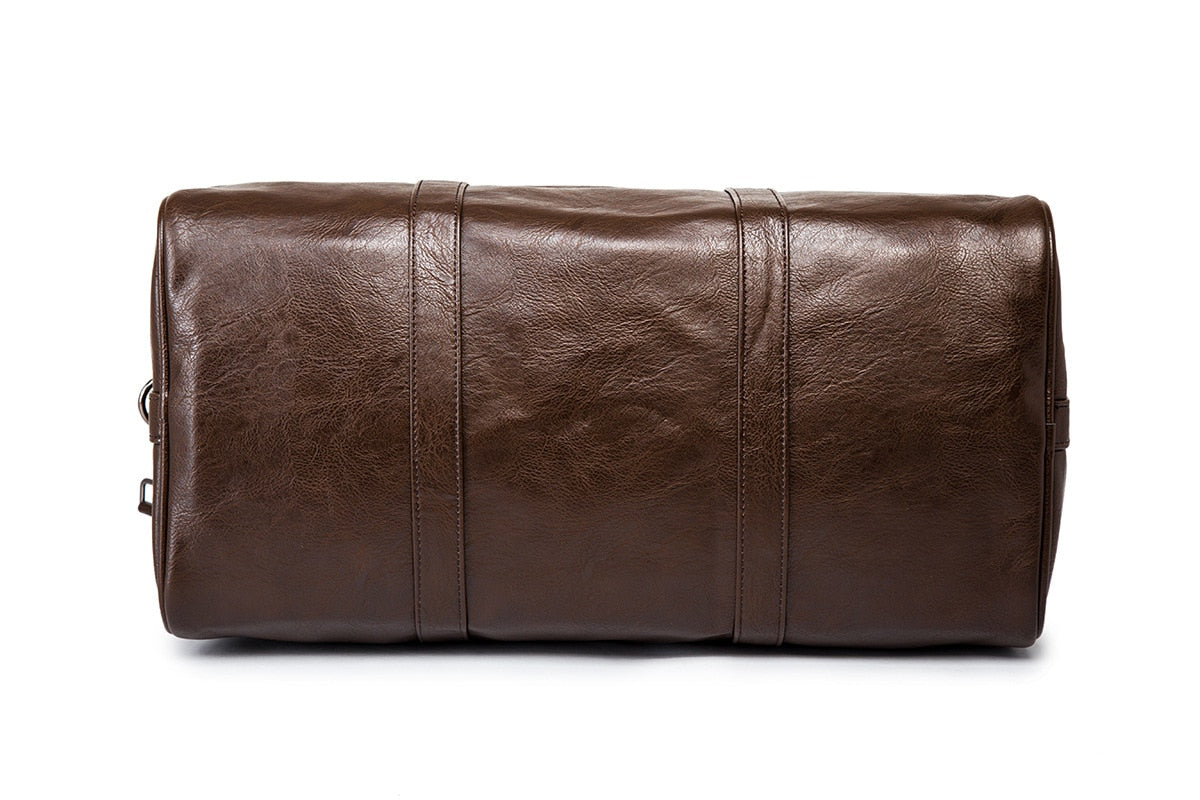 Unisex Lightweight Faux Leather Travel Duffel Bag with Detachable Shoulder Strap