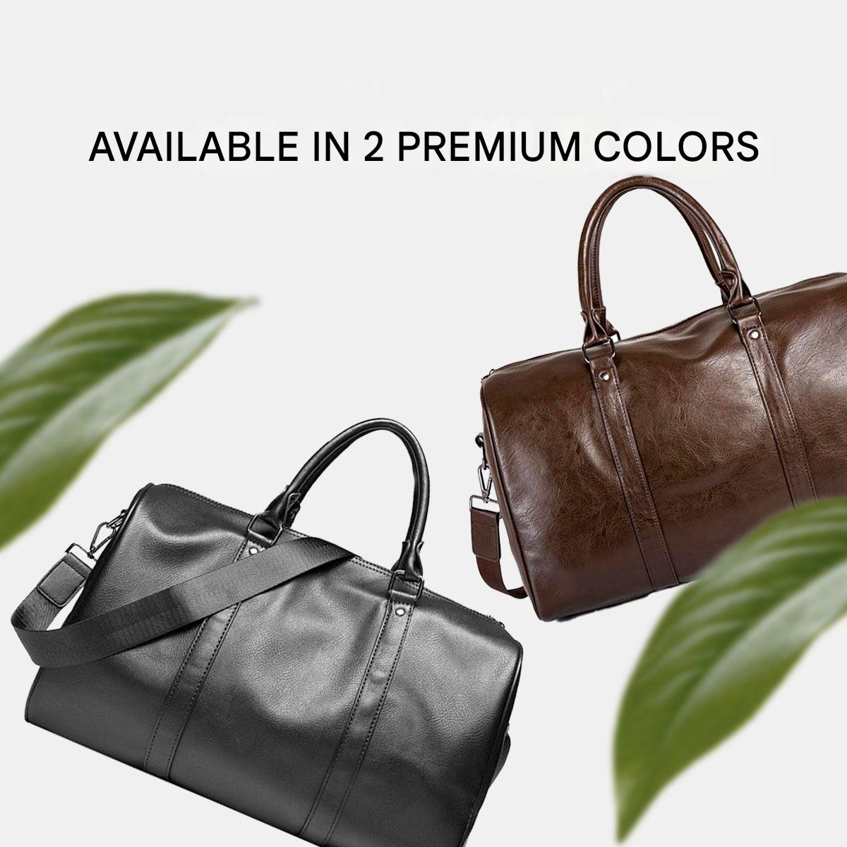Unisex Lightweight Faux Leather Travel Duffel Bag with Detachable Shoulder Strap