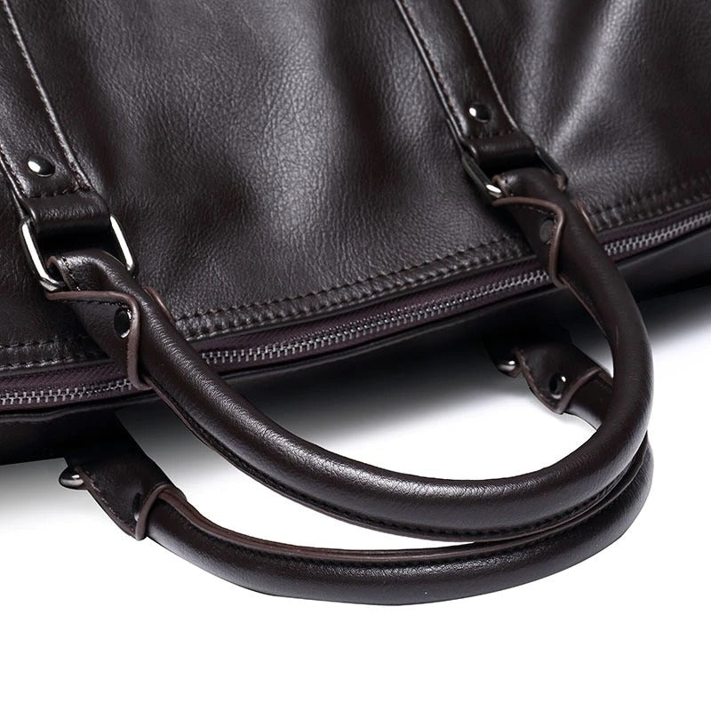 Unisex Lightweight Faux Leather Travel Duffel Bag with Detachable Shoulder Strap