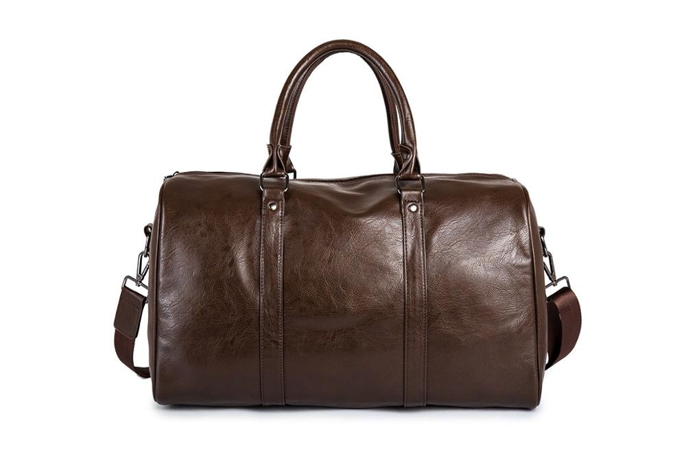 Unisex Lightweight Faux Leather Travel Duffel Bag with Detachable Shoulder Strap