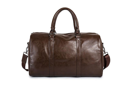 Unisex Lightweight Faux Leather Travel Duffel Bag with Detachable Shoulder Strap