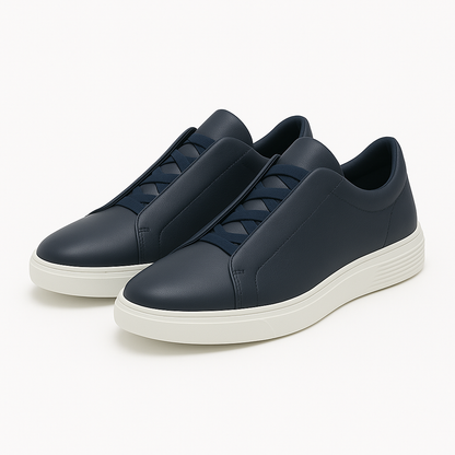 Unisex Minimalist Slip-On Sneakers with Stretch Laces and Tonal Panels