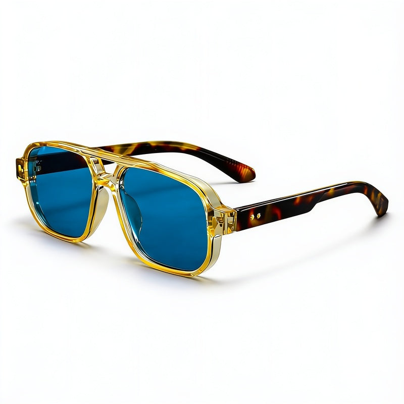Unisex Oversized Sunglasses with Double Bridge and Tinted Lenses