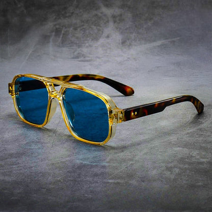 Unisex Oversized Sunglasses with Double Bridge and Tinted Lenses