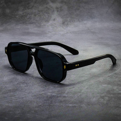 Unisex Oversized Sunglasses with Double Bridge and Tinted Lenses