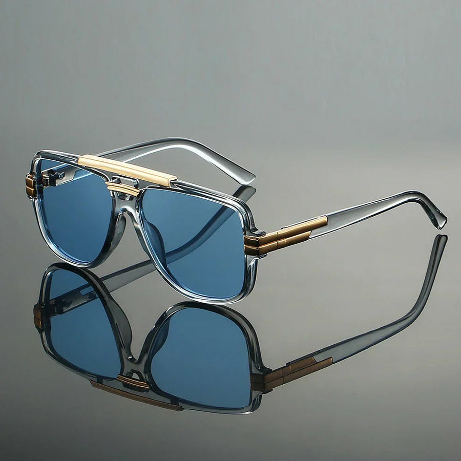 Unisex Retro Double Bridge Sunglasses with Gradient Lenses