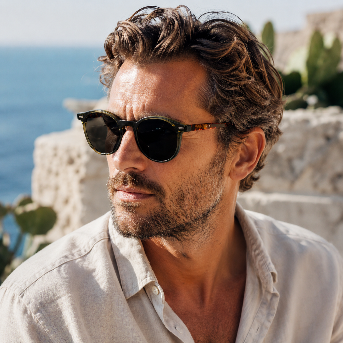 Unisex Retro Round Polarised Sunglasses with UV400 Lenses