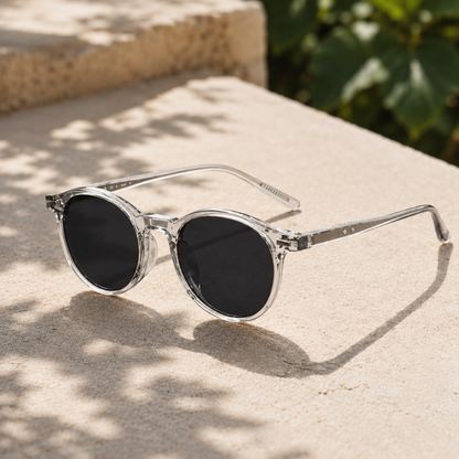 Unisex Retro Round Polarised Sunglasses with UV400 Lenses