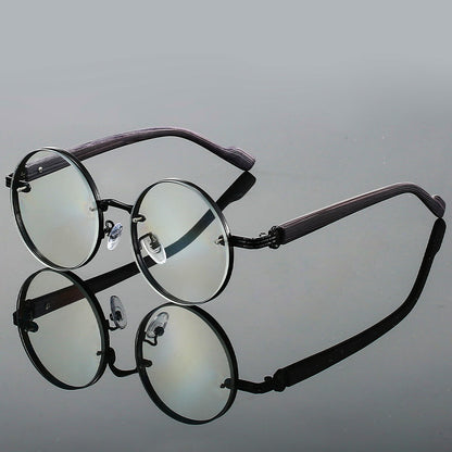 Unisex Retro Round Sunglasses with Tinted Lenses and Textured Temples
