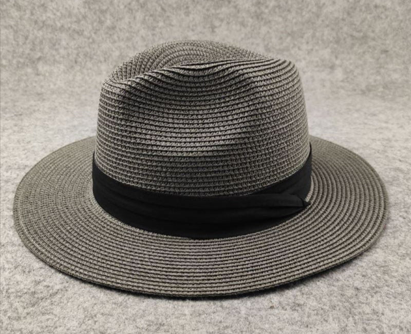Unisex Wide Brim Panama Beach Hat with Hat Band