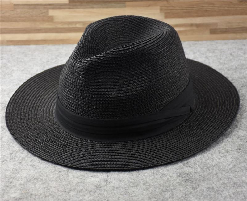 Unisex Wide Brim Panama Beach Hat with Hat Band