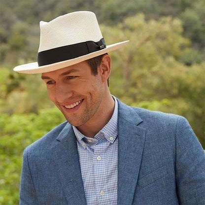 Unisex Wide Brim Panama Hat with Foldable Crown