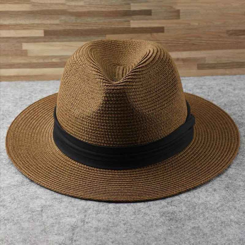 Unisex Wide Brim Panama Hat with Foldable Crown