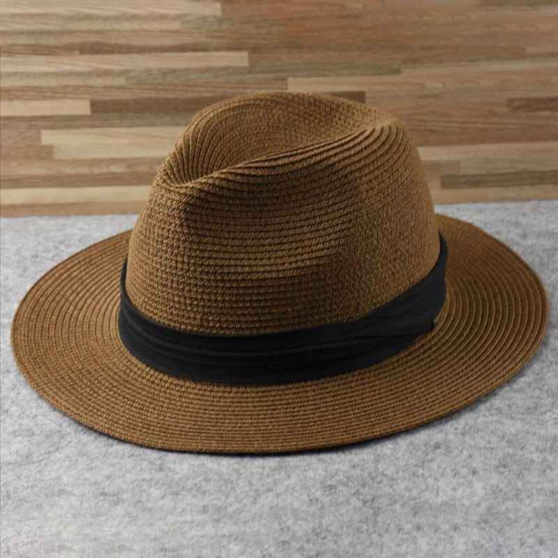 Unisex Wide Brim Panama Hat with Foldable Crown
