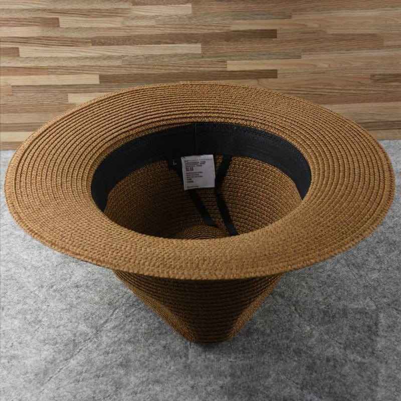 Unisex Wide Brim Panama Hat with Foldable Crown