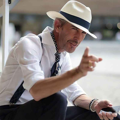 Unisex Wide Brim Panama Hat with Foldable Crown